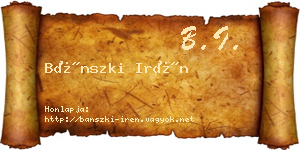 Bánszki Irén névjegykártya